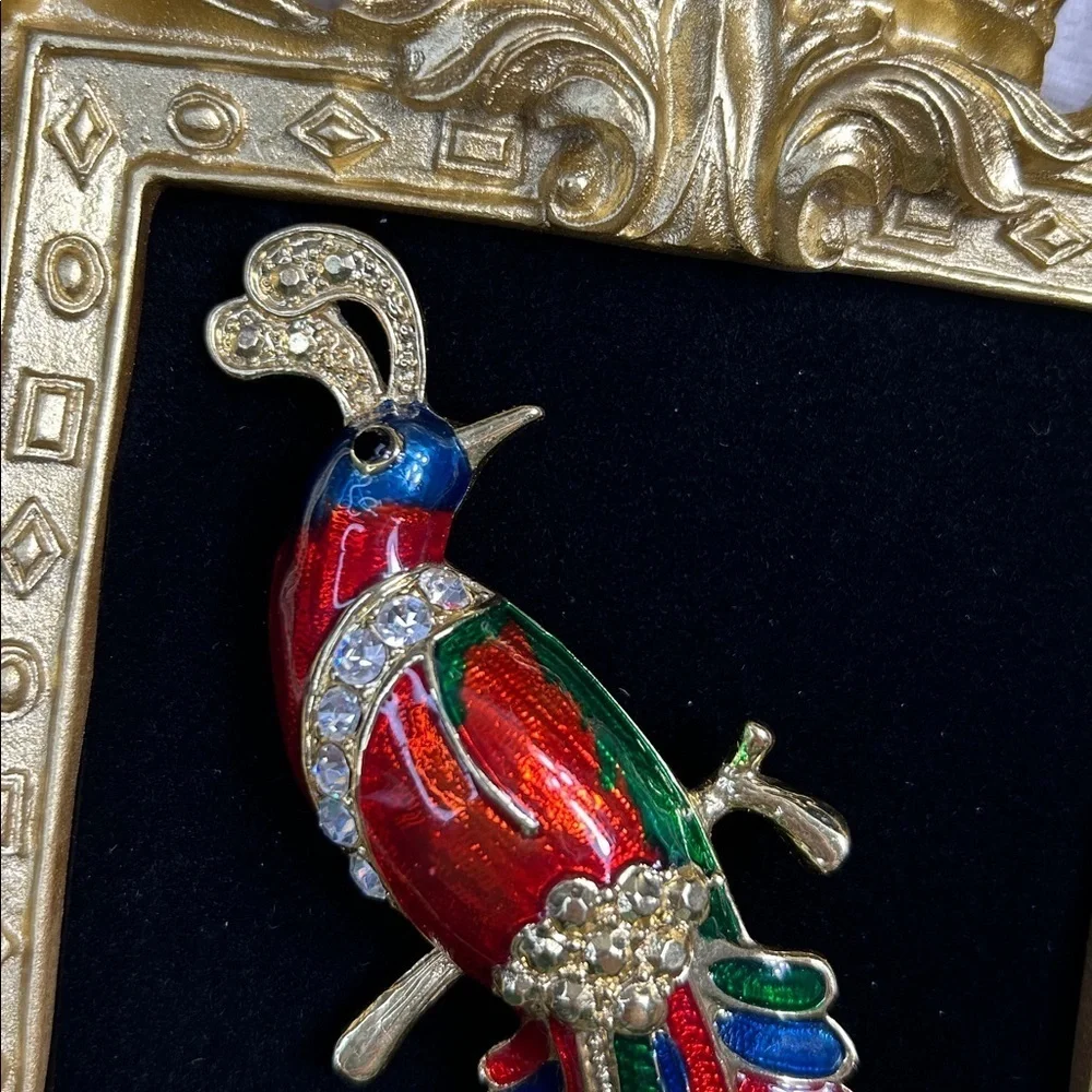 Colorful Jumbo Vintage/Vintage Inspired Peacock Brooch